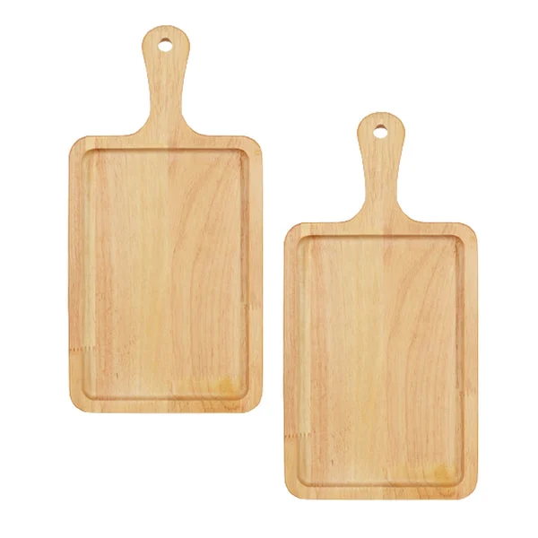 2 X 30cm Rectangle Premium Wooden Oak Food Serving Tray Charcuterie Board Paddle Home Decor