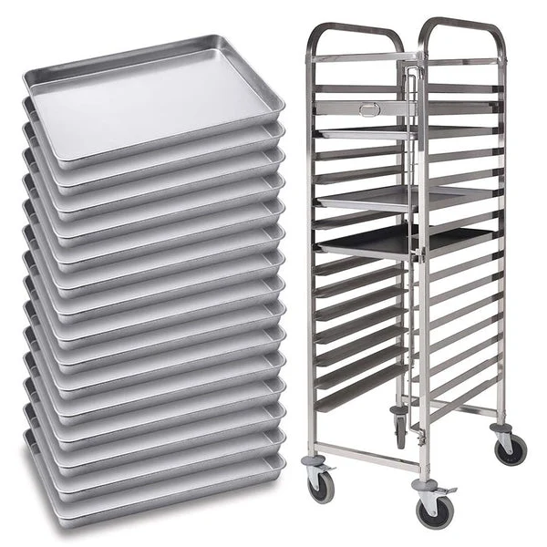 Gastronorm Trolley 15 Tier Stainless Steel With Aluminum Baking Pan Cooking Tray For Bakers