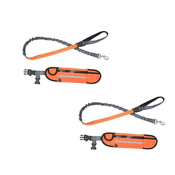 2 X Orange Adjustable Hands Free Pet Leash Bag Dog Lead Walking Running Jogging Pet Essentials