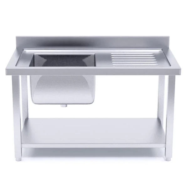 140*70*85cm Stainless Steel Work Bench Sink Commercial Restaurant Kitchen Food Prep