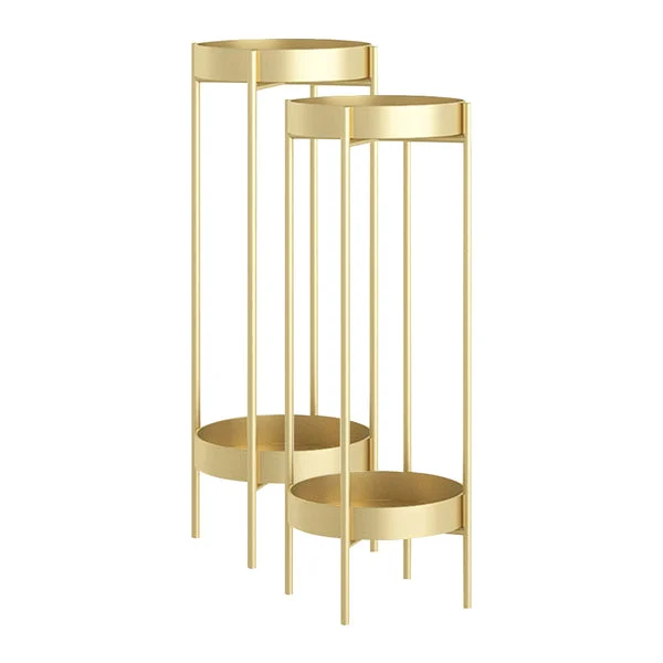 2 X 2 Layer 80cm Gold Metal Plant Stand Flower Pot Holder Corner Shelving Rack Indoor Display
