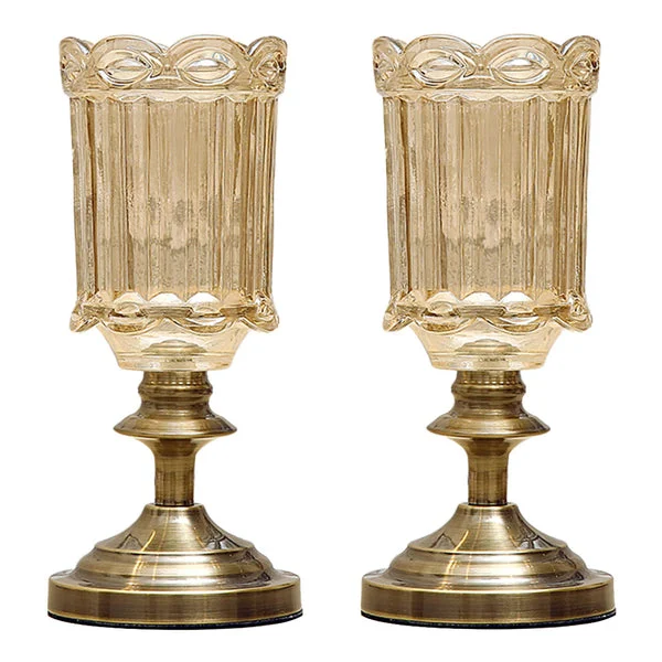 2 X 28cm Transparent Glass Flower Vase With Metal Base Filler Vase