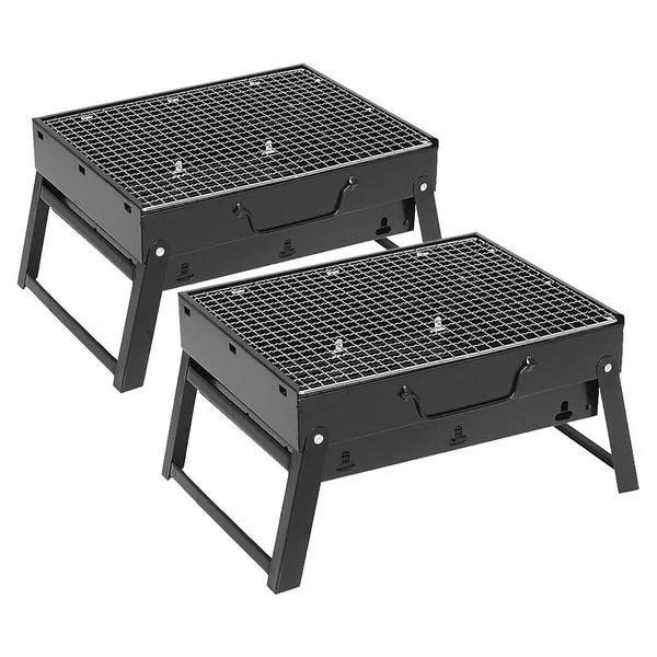 2 X 43cm Portable Folding Thick Box Type Charcoal Grill For Outdoor Bbq Camping