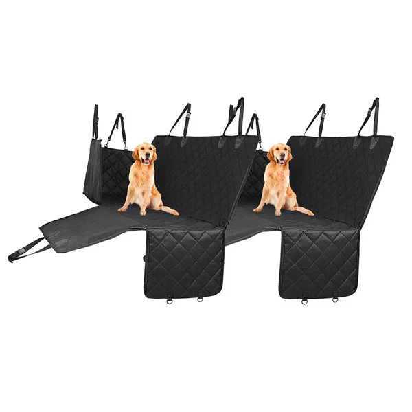 2 X 600 D Oxford Cloth Waterproof Dog Car Cover Back Seat Protector Hammock Non Slip Pet Mat Black
