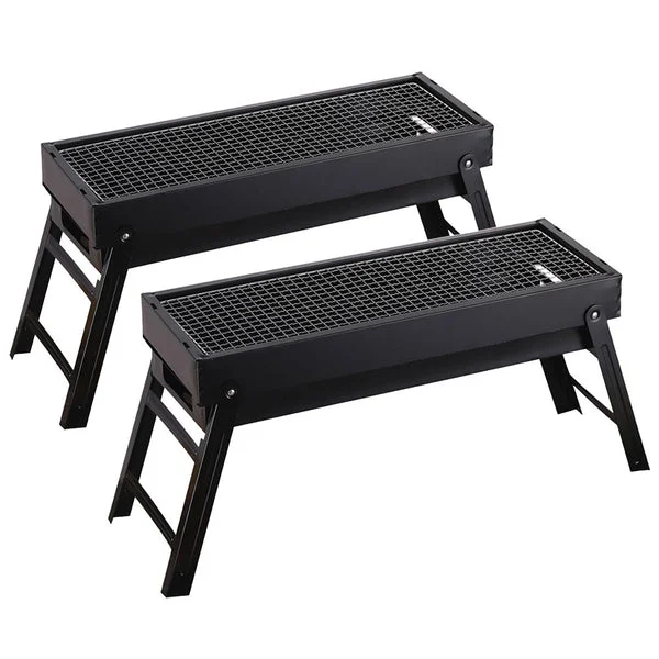 2 X 60cm Portable Folding Thick Box Type Charcoal Grill For Outdoor Bbq Camping