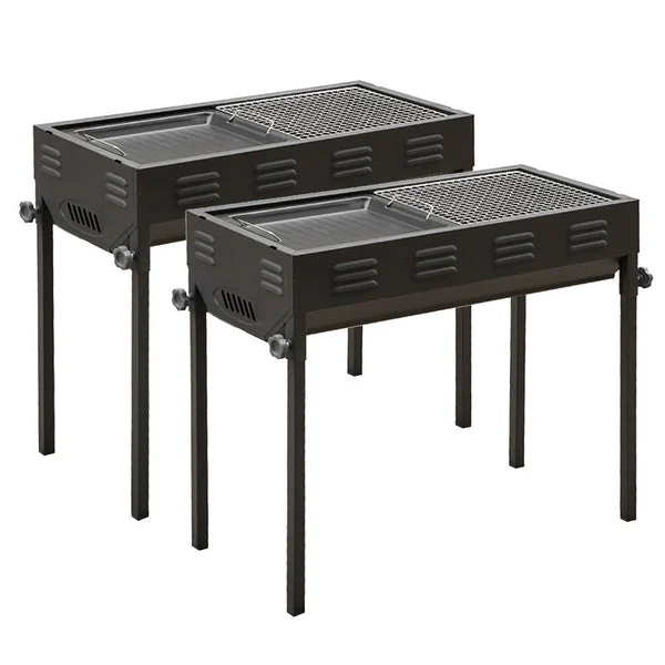 2 X 72cm Portable Folding Thick Box Type Charcoal Grill For Outdoor Bbq Camping