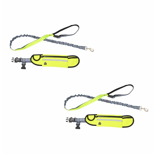 2 X Yellow Adjustable Hands Free Pet Leash Bag Dog Lead Walking Running Jogging Pet Essentials