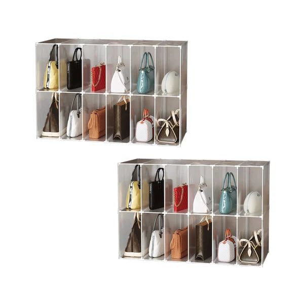 2X 12-Cube Portable Bag Box Foldable Cubby DIY Organiser Tote Clutch Purse Space Saving Shelf Cabinet