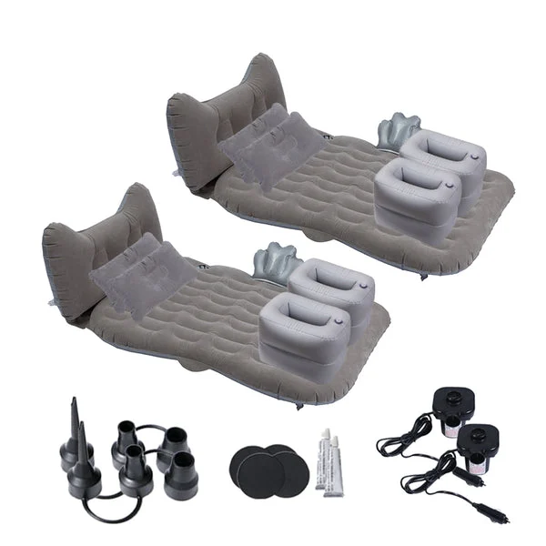 2X Grey Honeycomb Inflatable Car Mattress Portable Camping Air Bed Travel Sleeping Kit Essentials