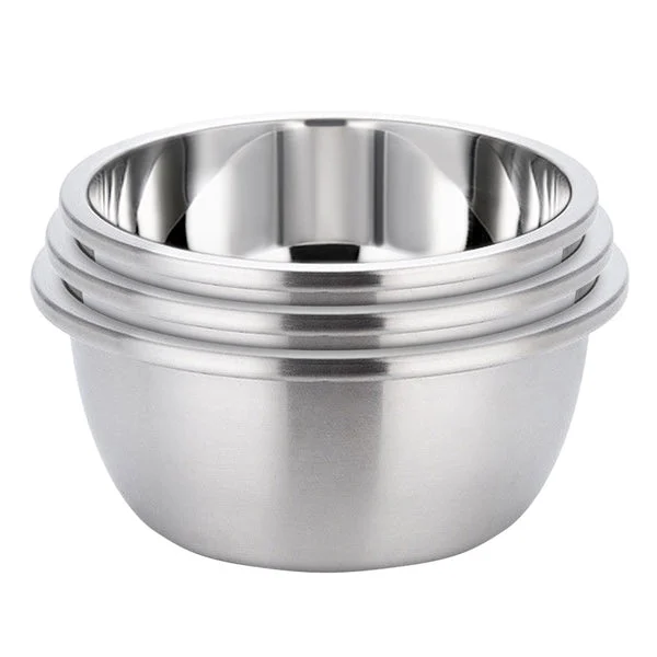 3 Pcs Deepen Polished Stainless Steel Stackable Baking Washing Mixing Bowls Set Food Storage Basin
