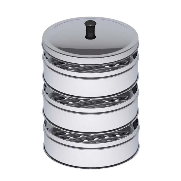 3 Tier 22cm Stainless Steel Steamers With Lid Work Inside Of Basket Pot Steamers