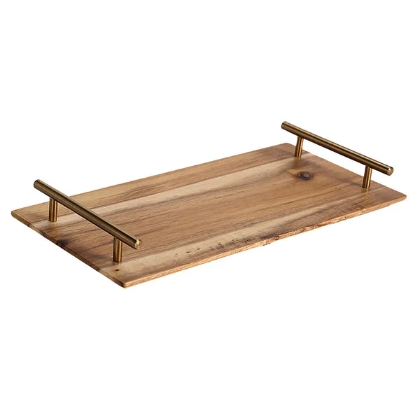 30cm Brown Rectangle Wooden Acacia Food Serving Tray Charcuterie Board Centerpiece Home Decor
