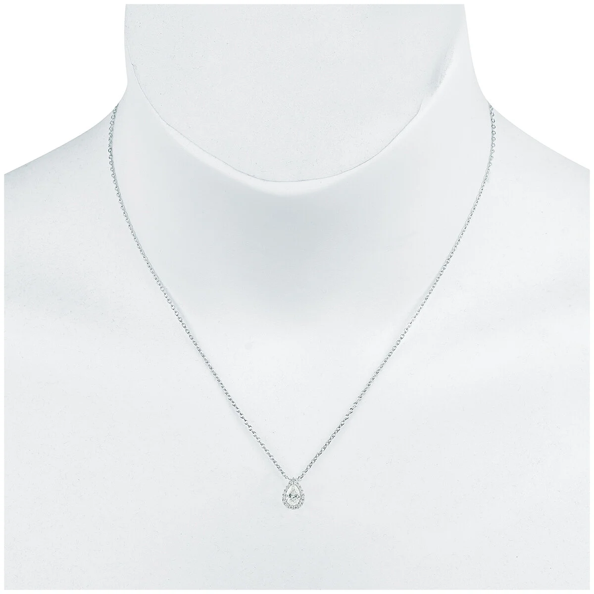 18KT White Gold 0.85ctw Diamond Pear Pendant