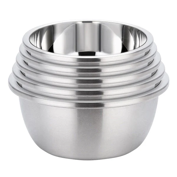 5 Pcs Deepen Polished Stainless Steel Stackable Baking Washing Mixing Bowls Set Food Storage Basin