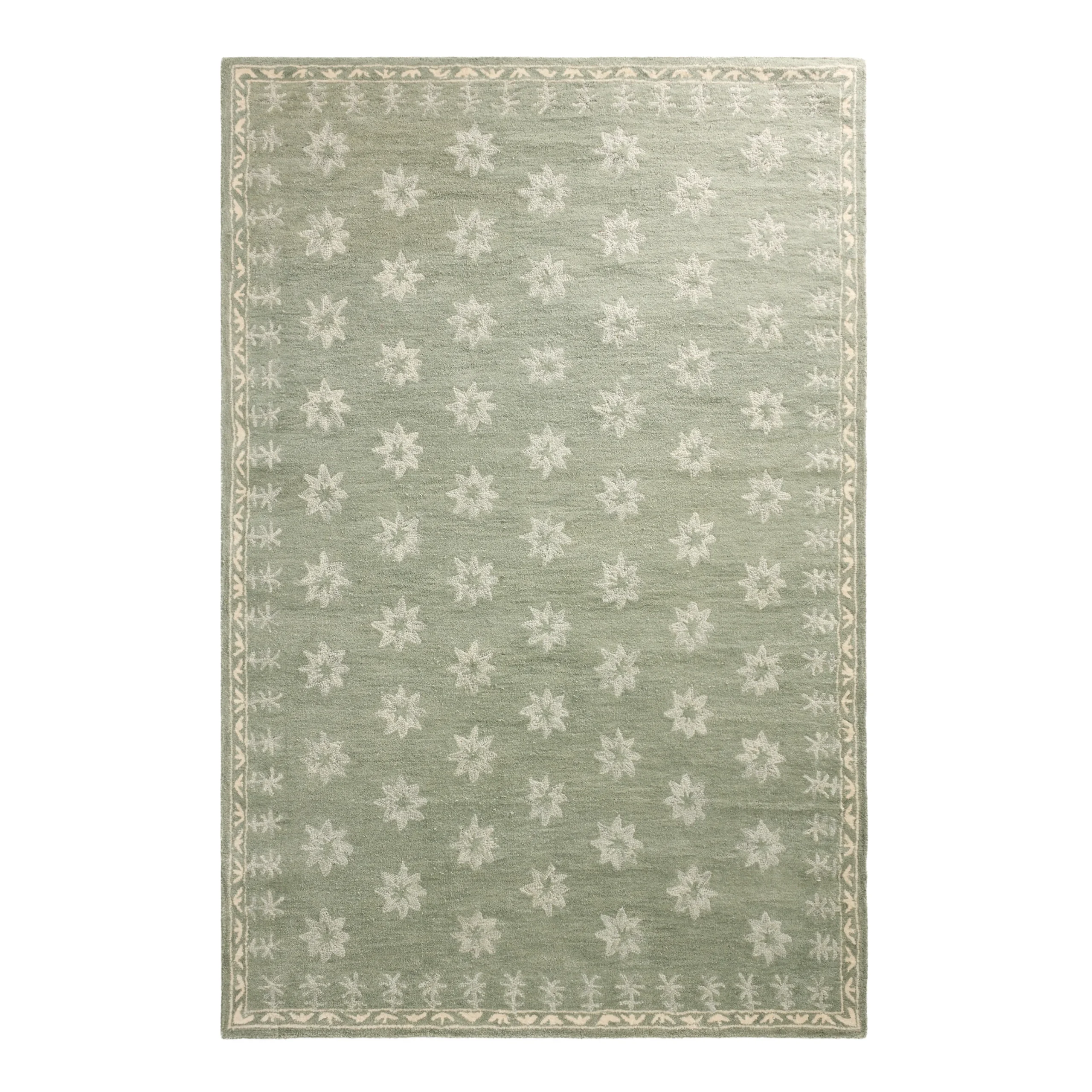 Alice Sage Green Floral Hand Tufted Wool Area Rug