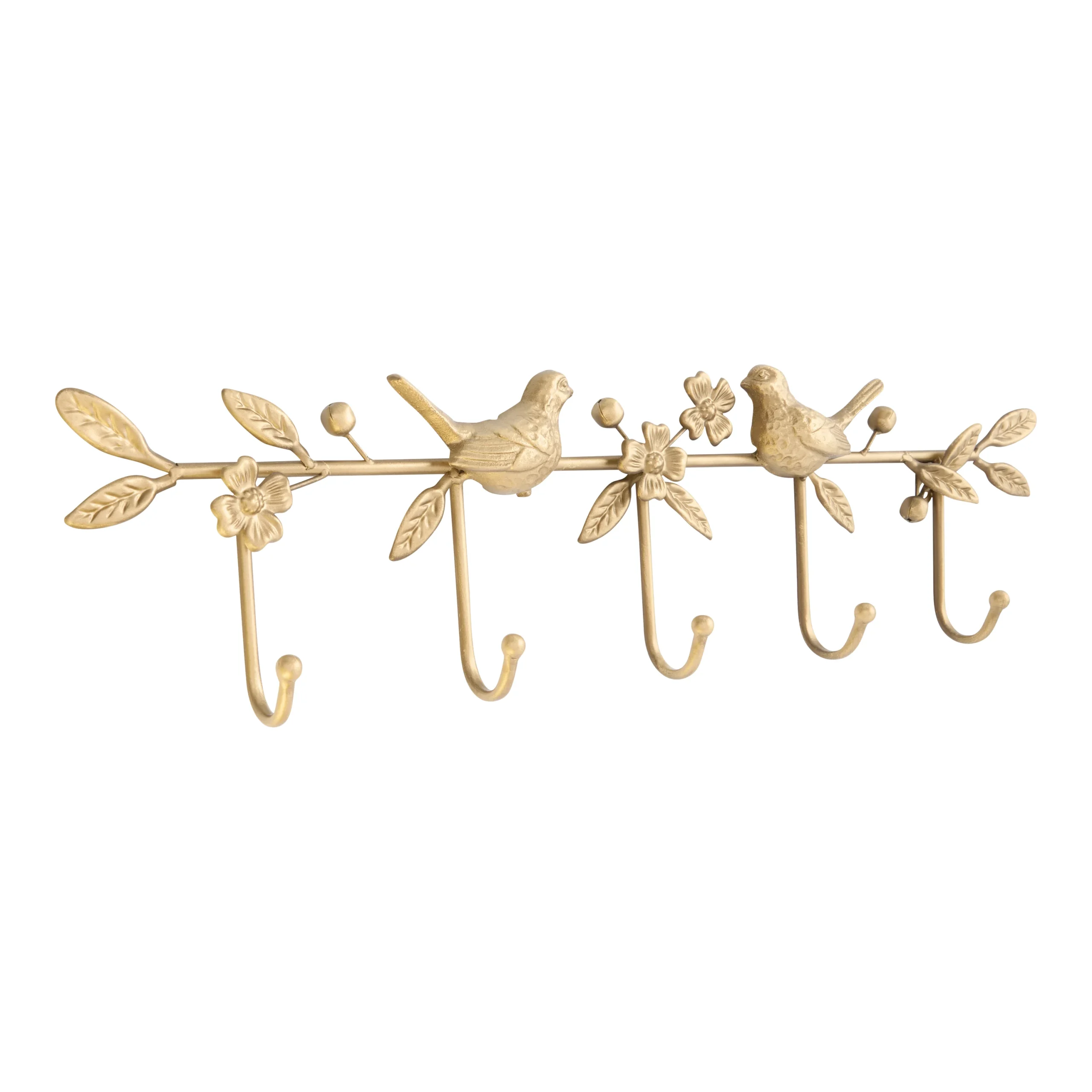 Antique Gold Floral Bird Wall Rack