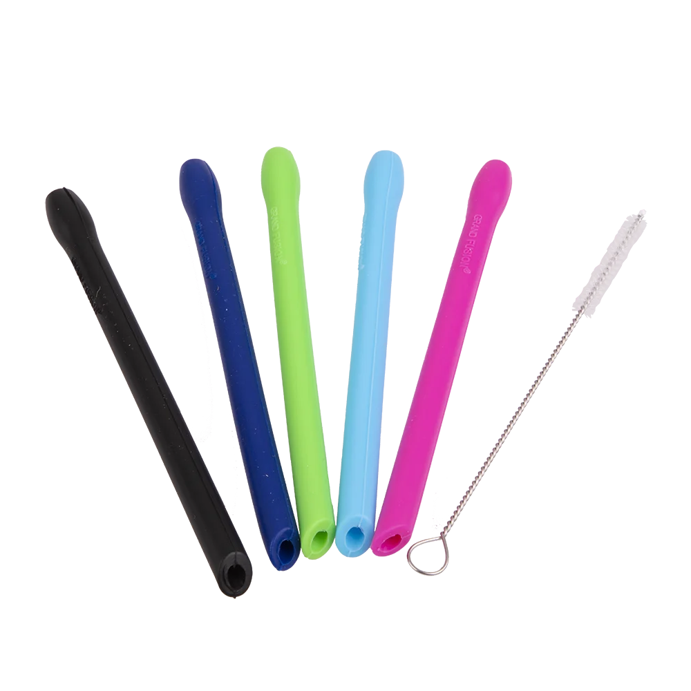 Appetito Silicone Cocktail Straws Set 5 with Brush - Assorted