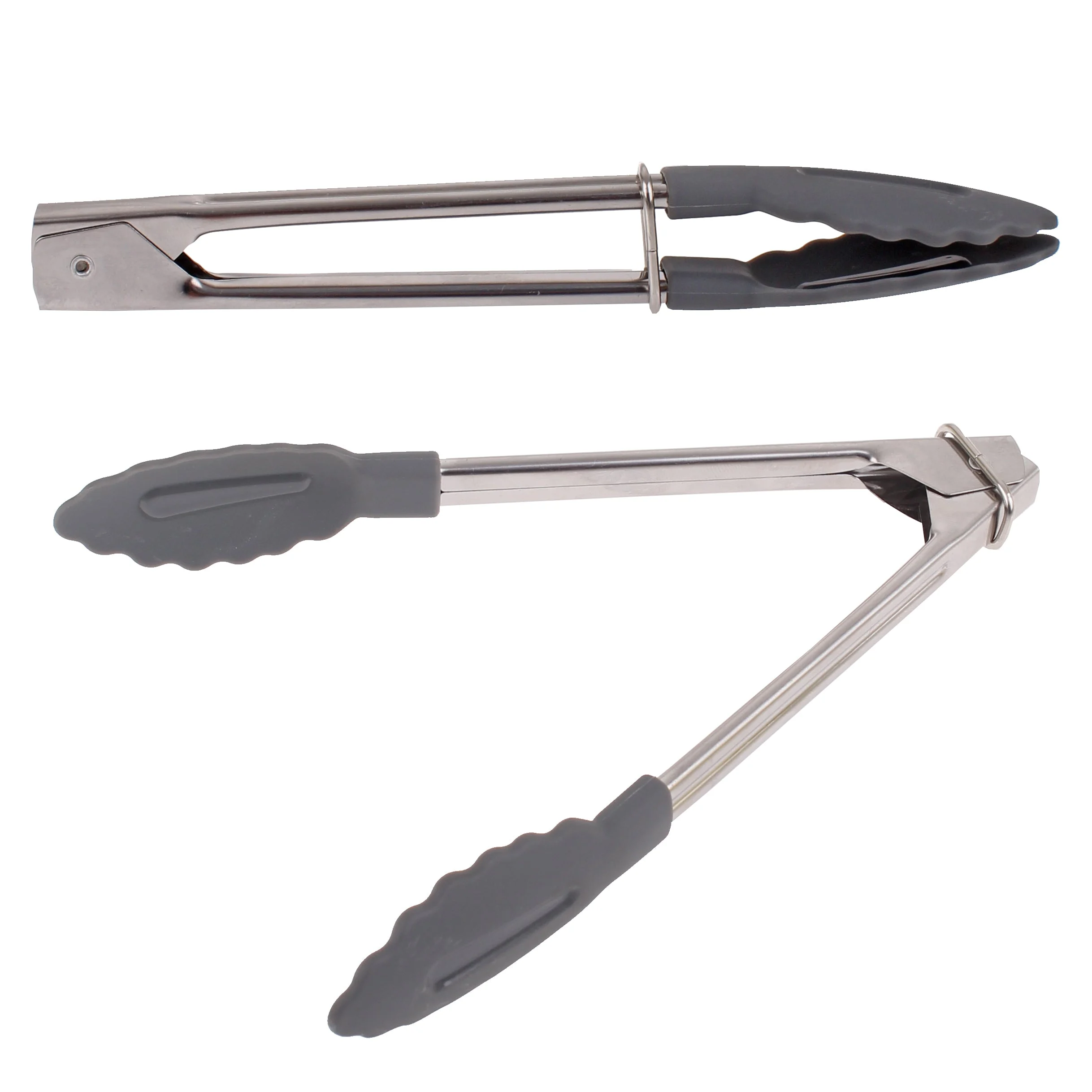 Appetito Stainless Steel 18cm Mini Tongs with Nylon Head- Charcoal