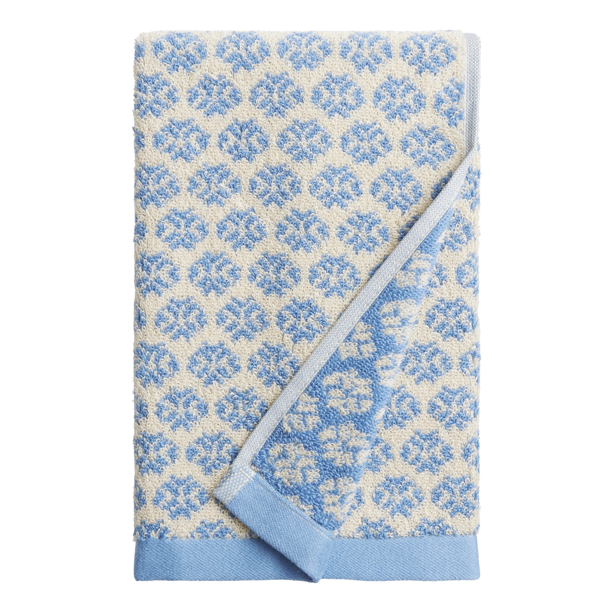 Aria Chambray Blue and Ivory Terry Hand Towel