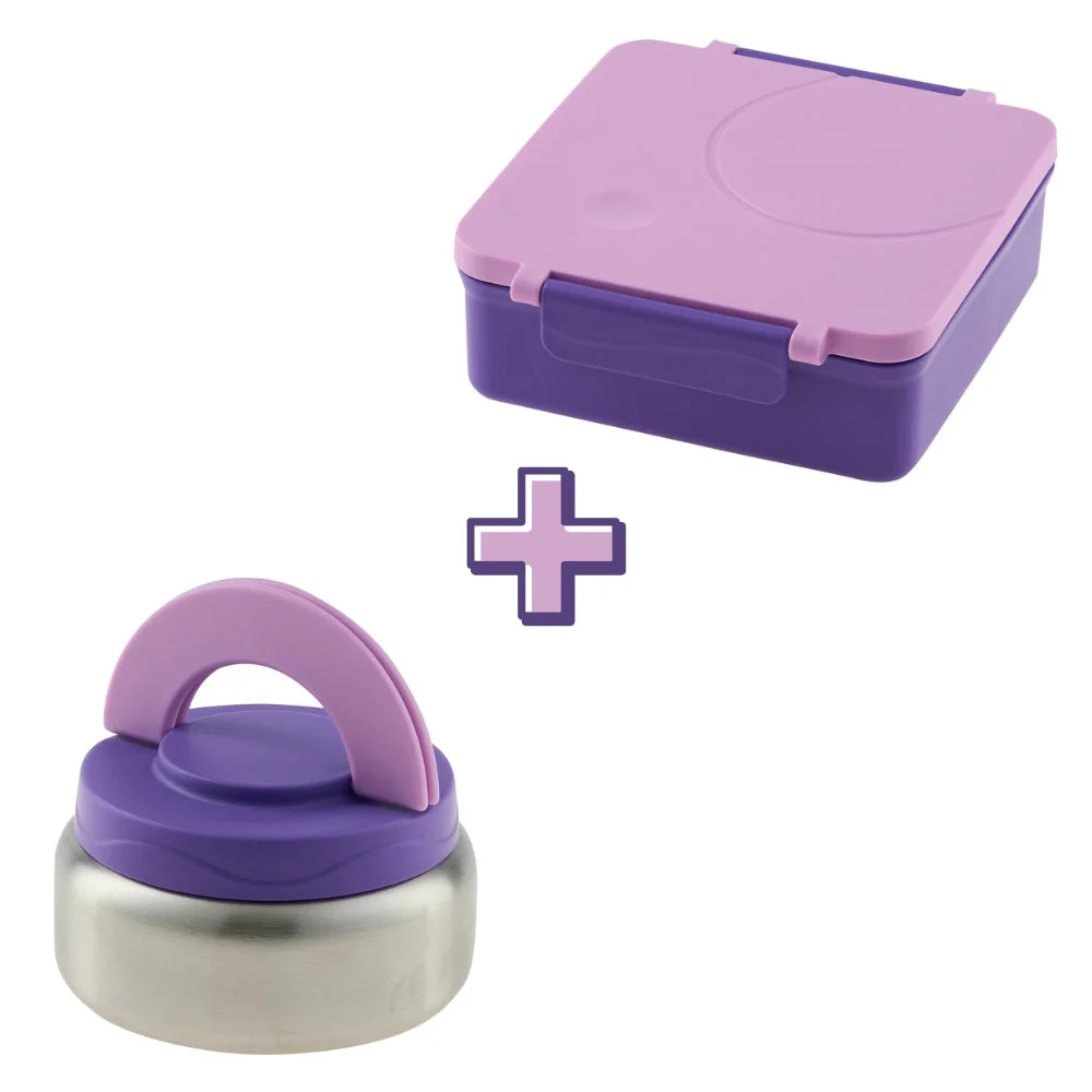Avanti Yum Yum Lavender Insulated Food Jar + Bento Lunch Box Bundle