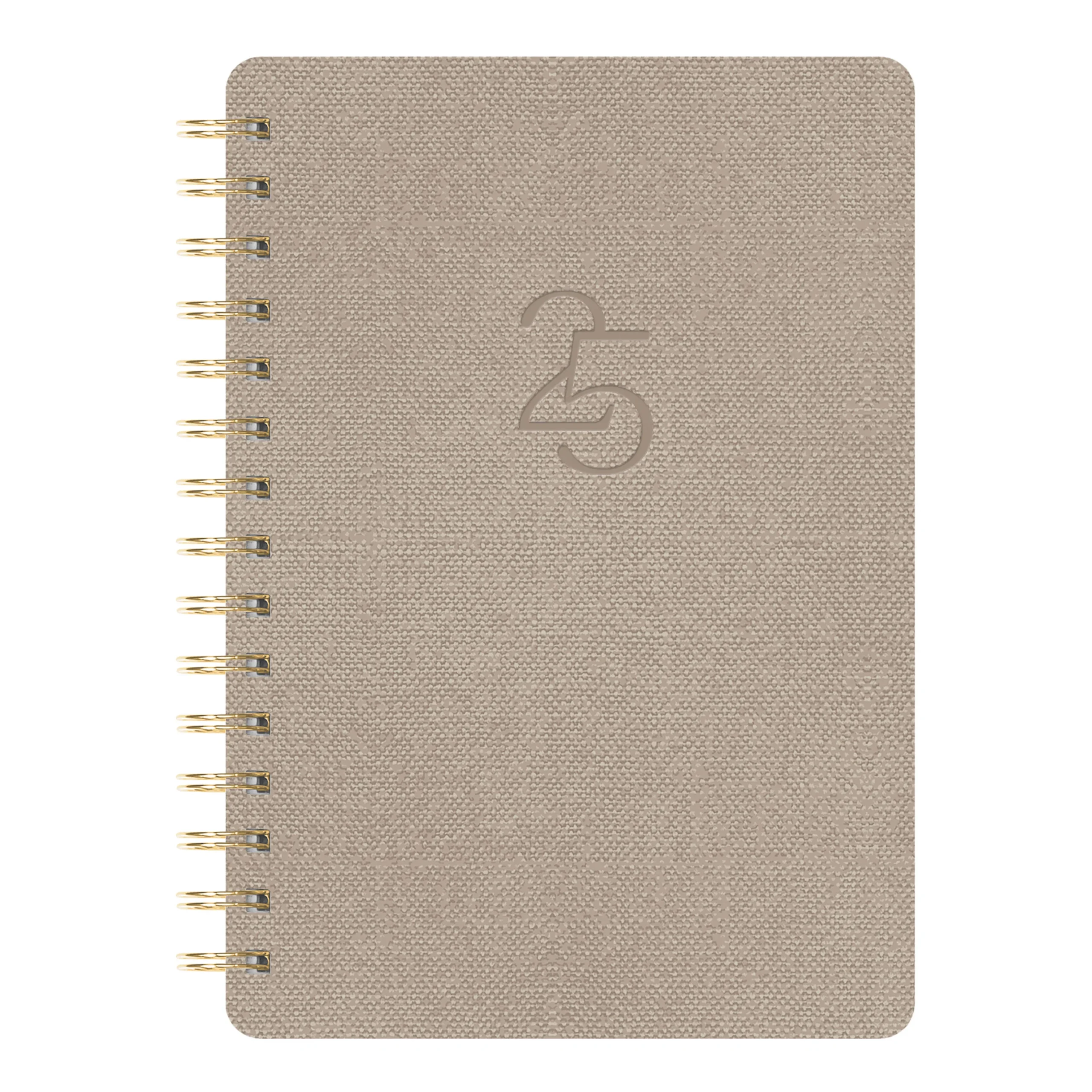 Beige Faux Leather Agatha Debossed 2025 Weekly Planner