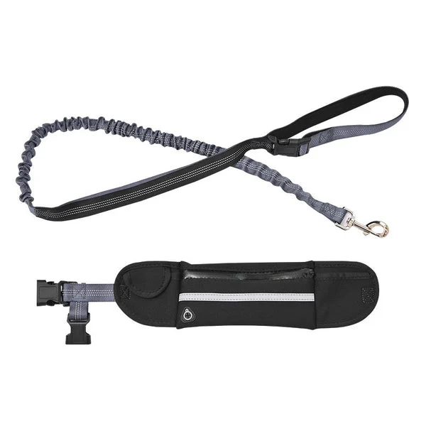 Black Adjustable Hands Free Pet Leash Bag Dog Lead Walking Running Jogging Pet Essentials