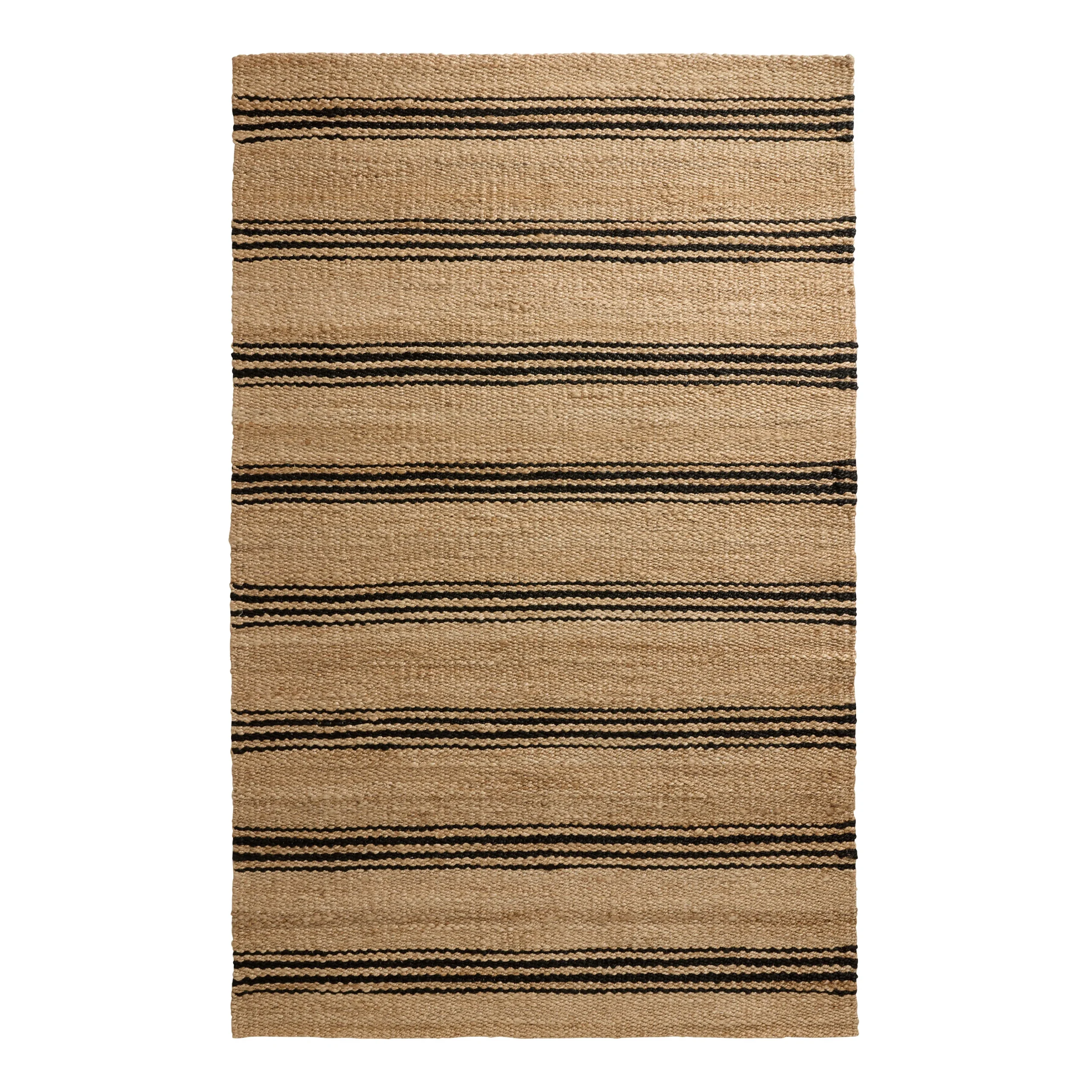 Black and Natural Provence Stripe Handwoven Jute Area Rug