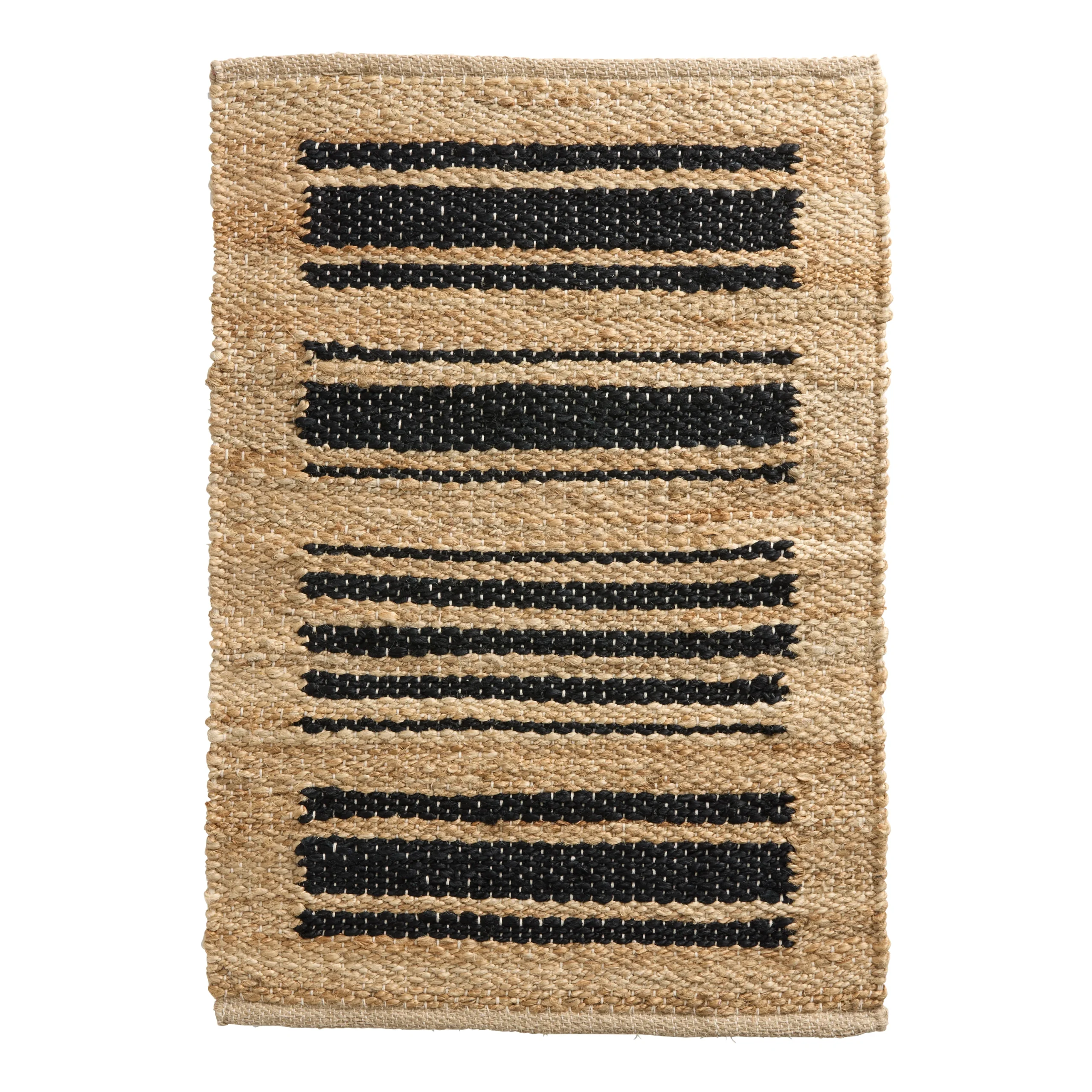 Bristol Natural and Black Stripe Jute Recycled Area Rug