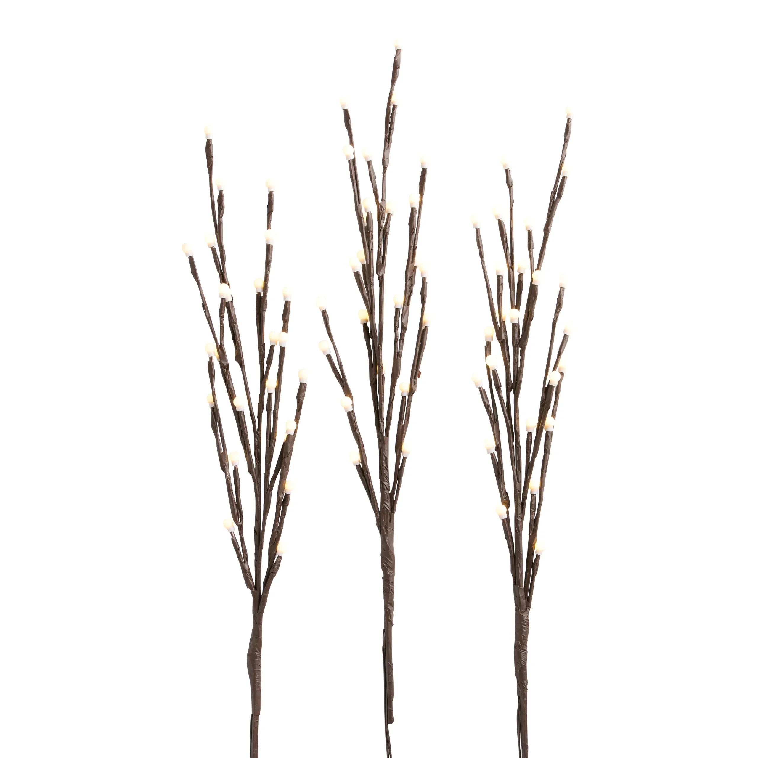Brown Twig Battery Operated Orb LED Branch Decor 3 Piece