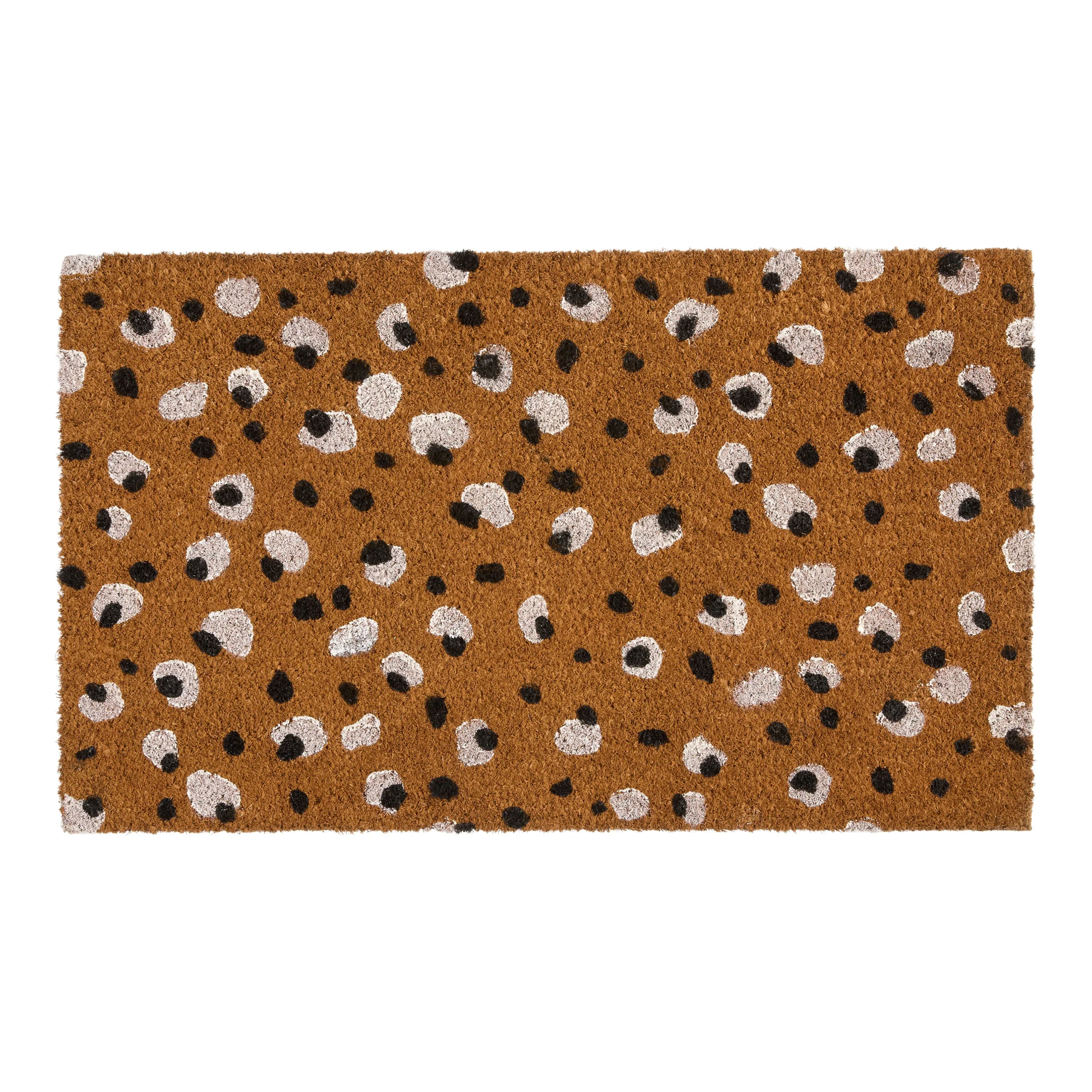 Camel and Black Leopard Spots Coir Doormat