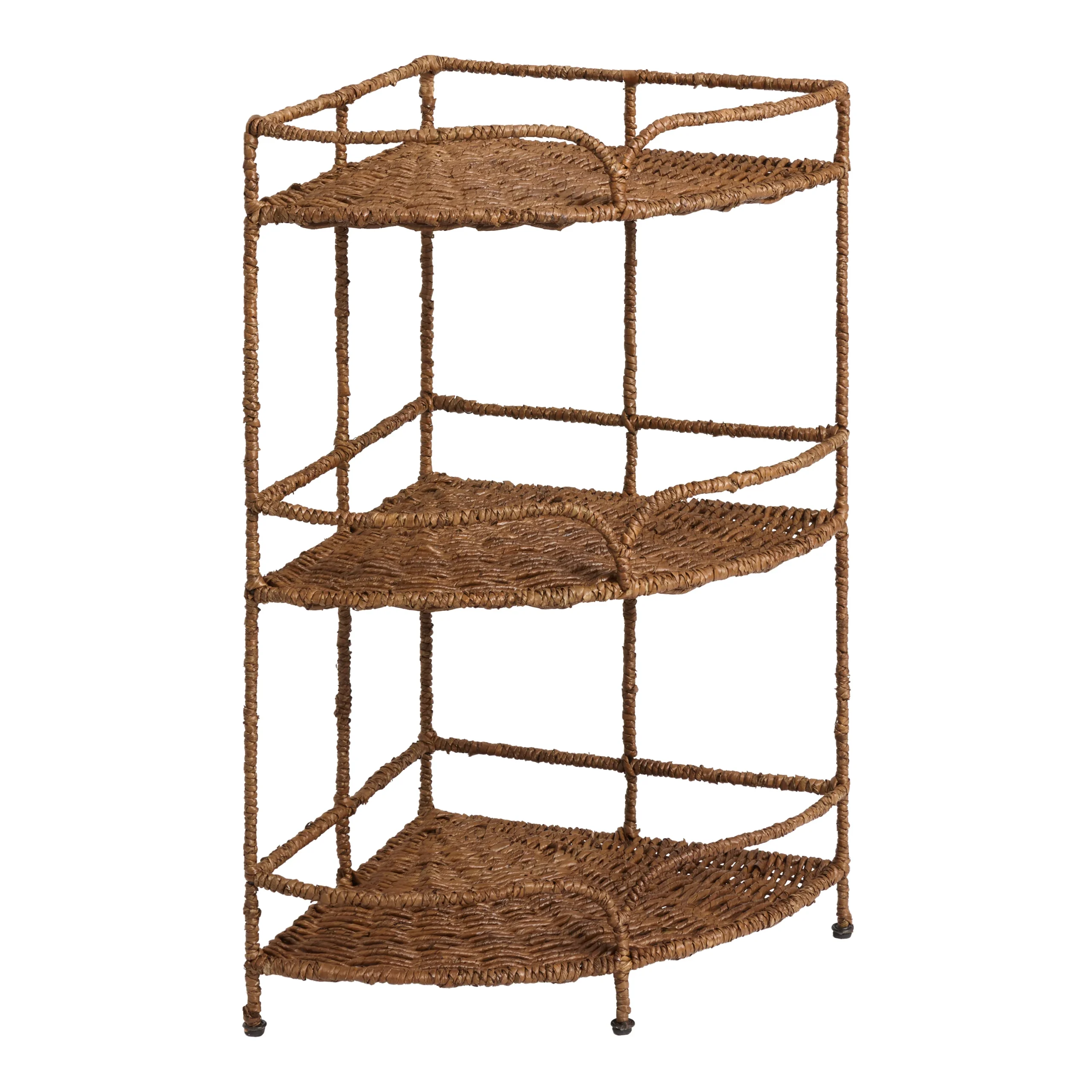 Camilla Brown Water Hyacinth 3 Tier Corner Shelf