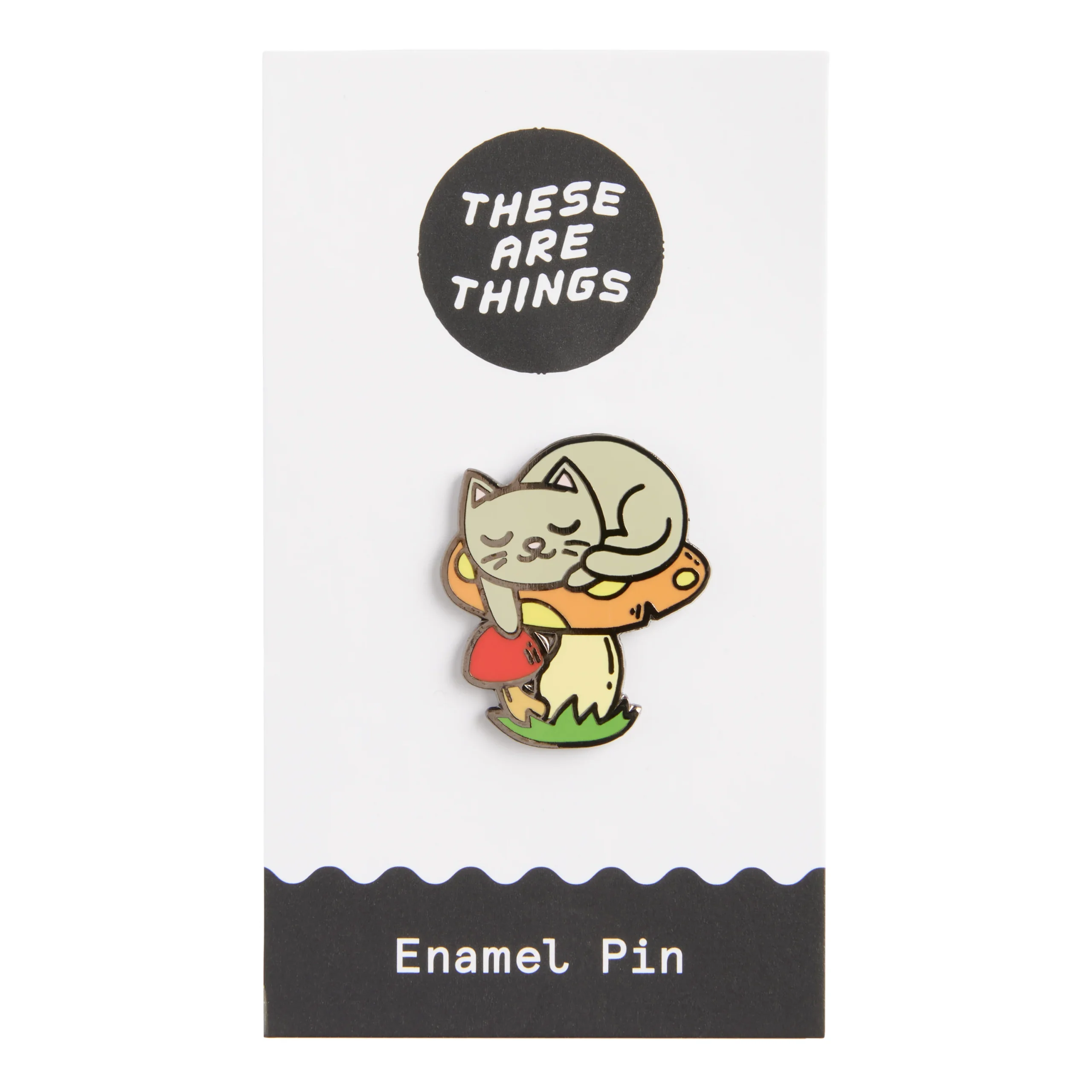 Cat On A Mushroom Enamel Pin