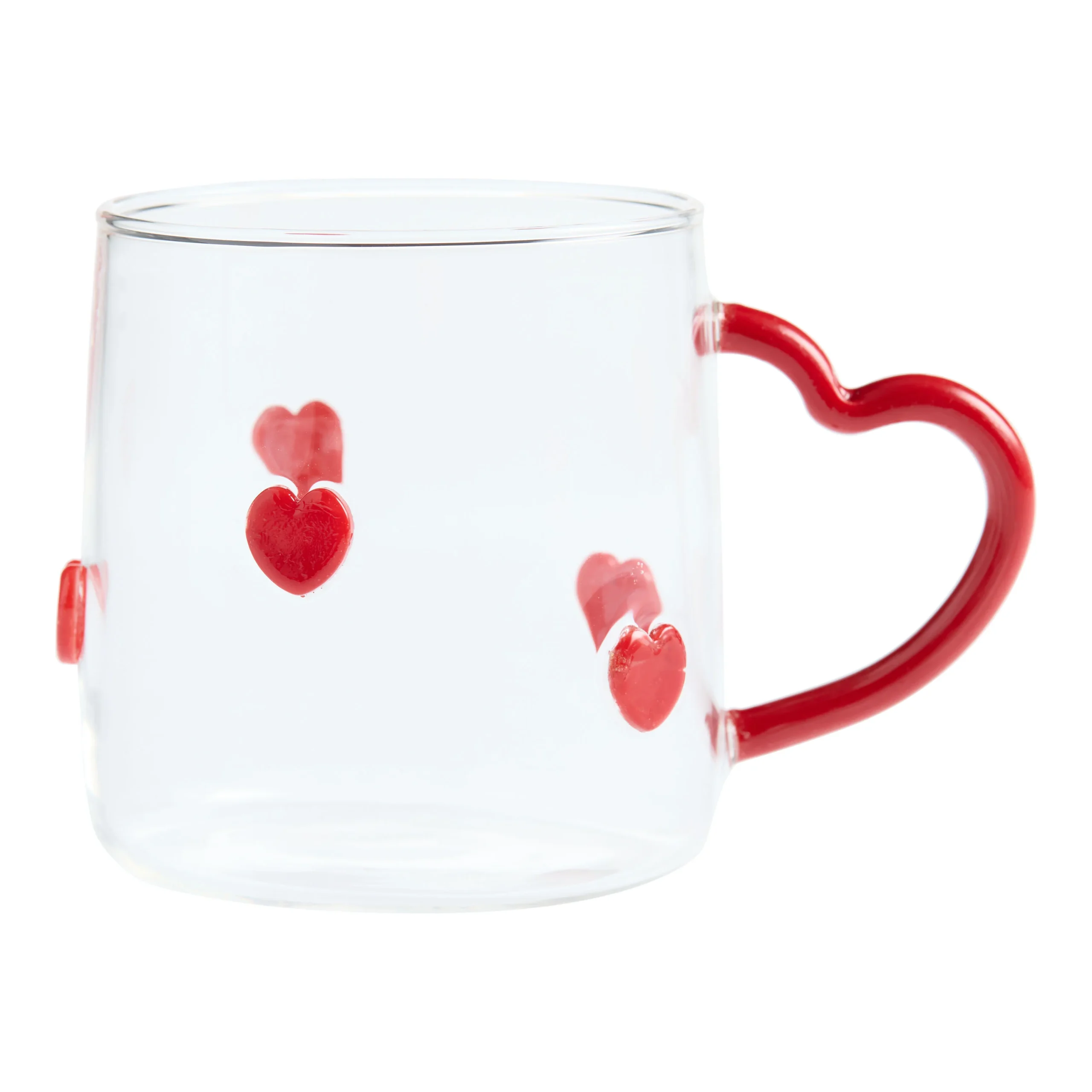 Charm Inlay Heart Handle Glass Mug