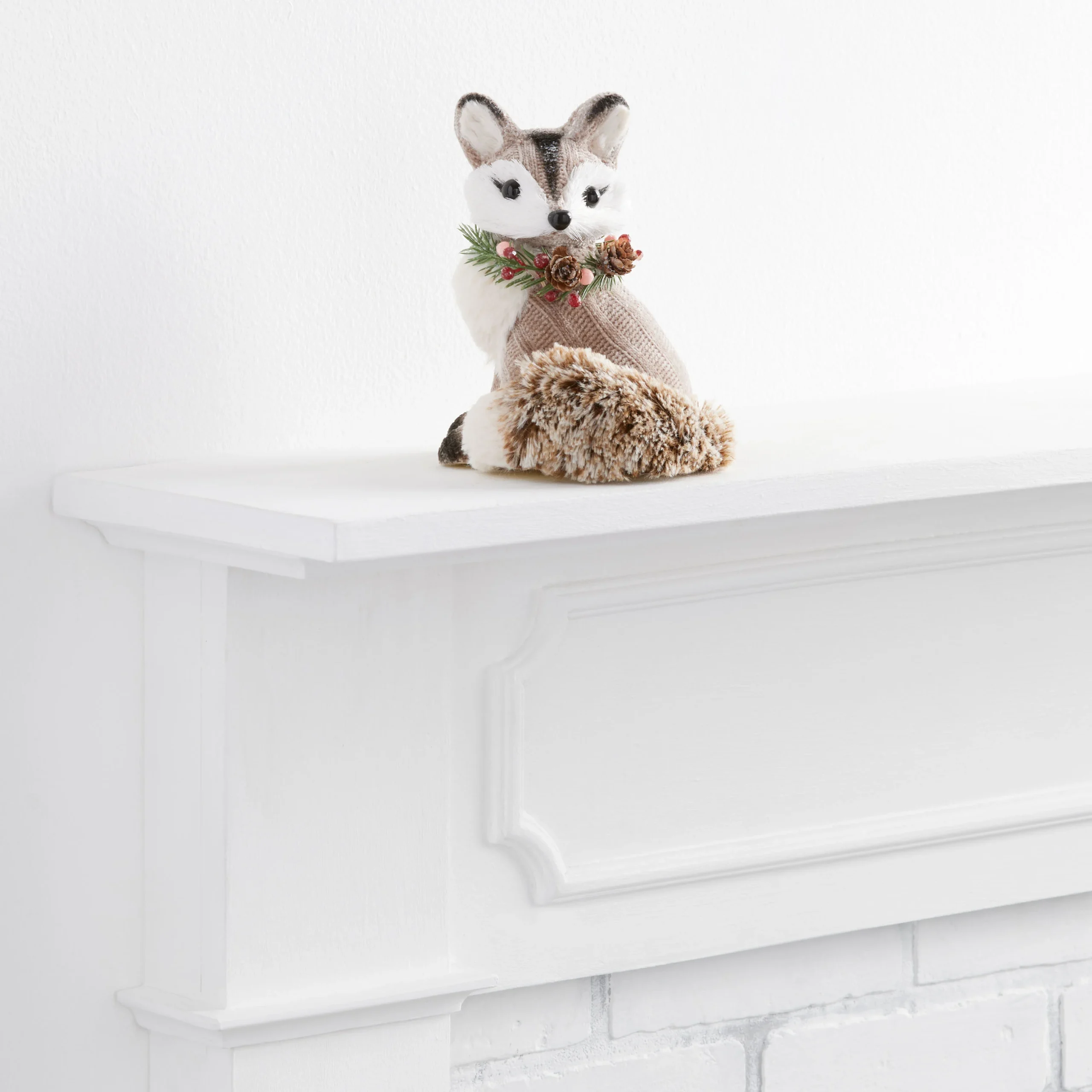Chenille and Faux Fur Fox Decor