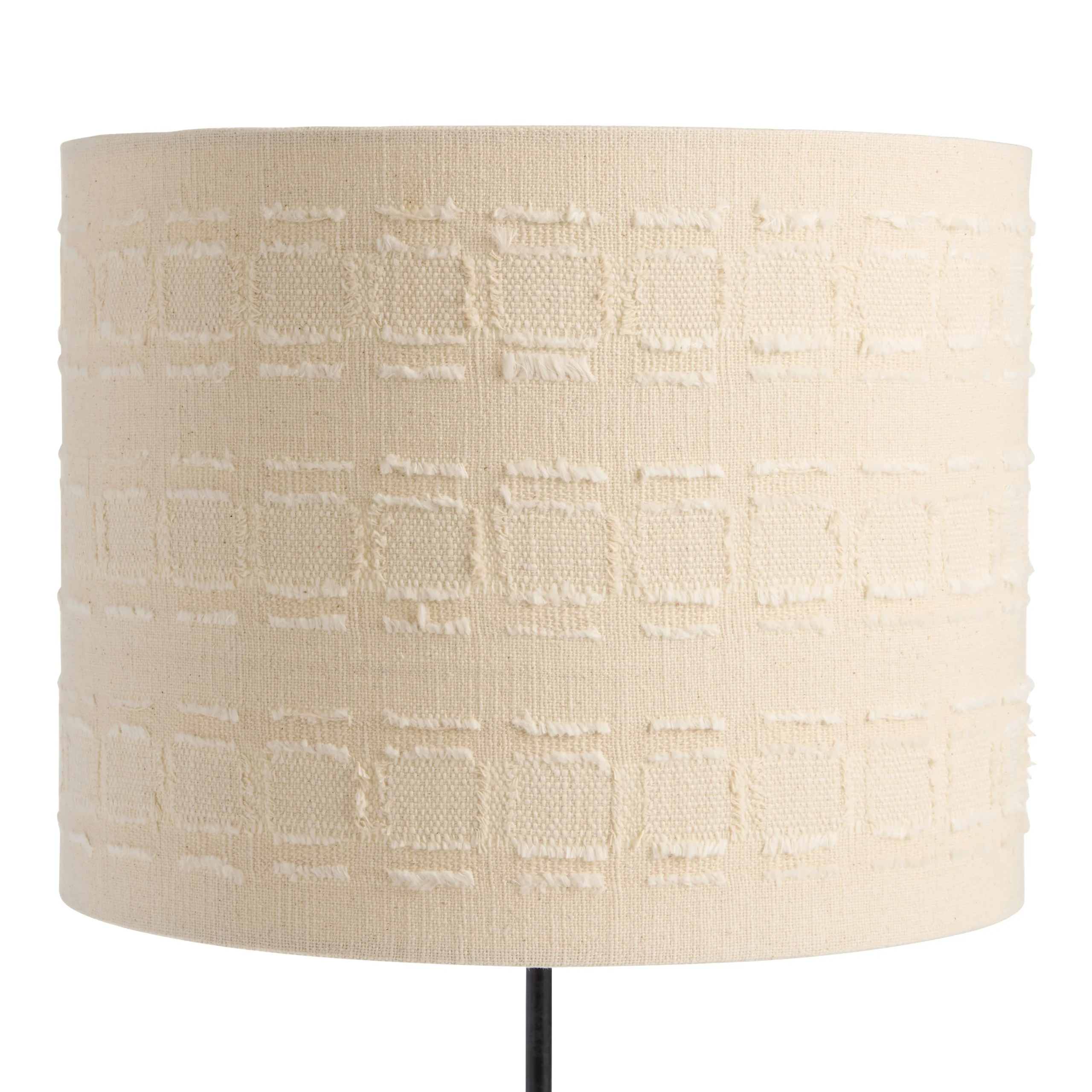 Cream Cotton Textured Patchwork Drum Table Lamp Shade