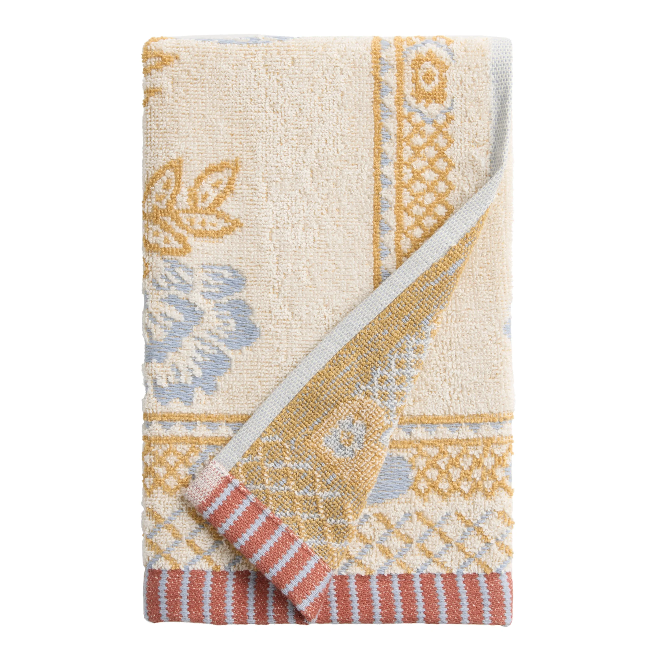 Cream Vintage Mirrored Birds Cotton Hand Towel
