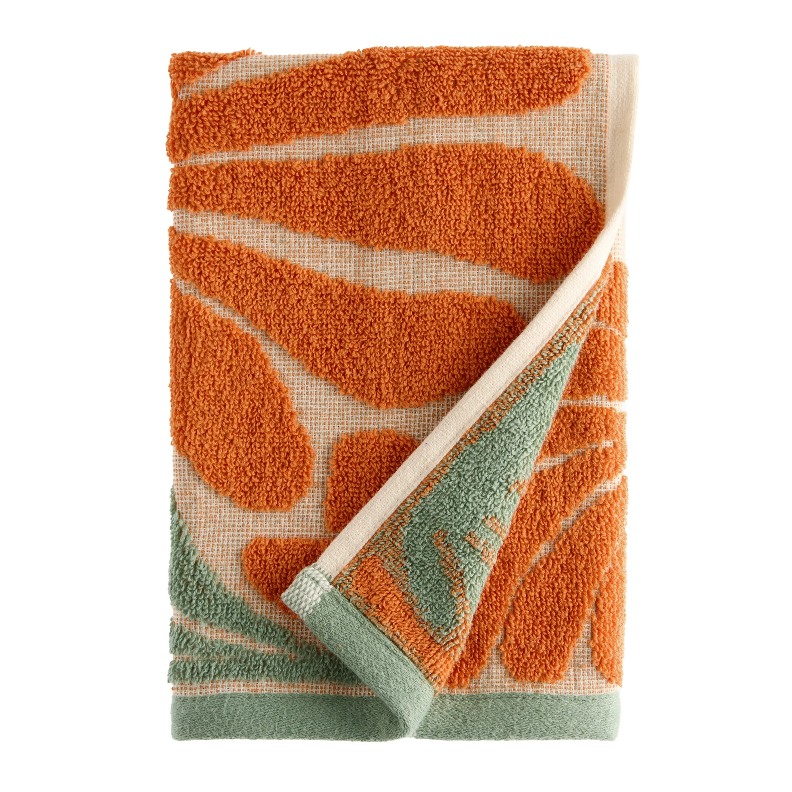 Danny Orange Abstract Sculpted Floral Hand Towel