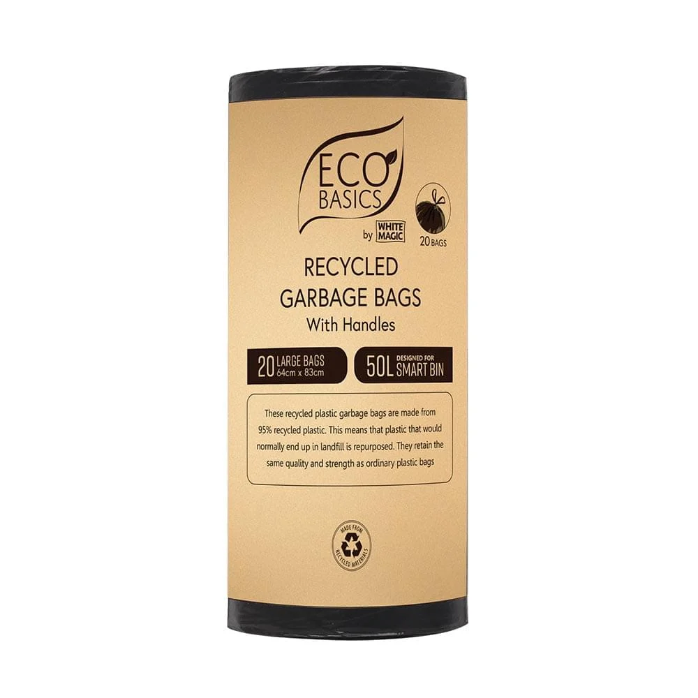 Eco Basics Recycled Garbage Bags, Large, 50L, 20 Bags