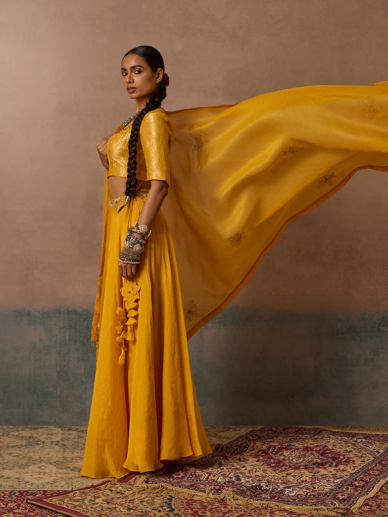 Embroidered Mustard Dupatta