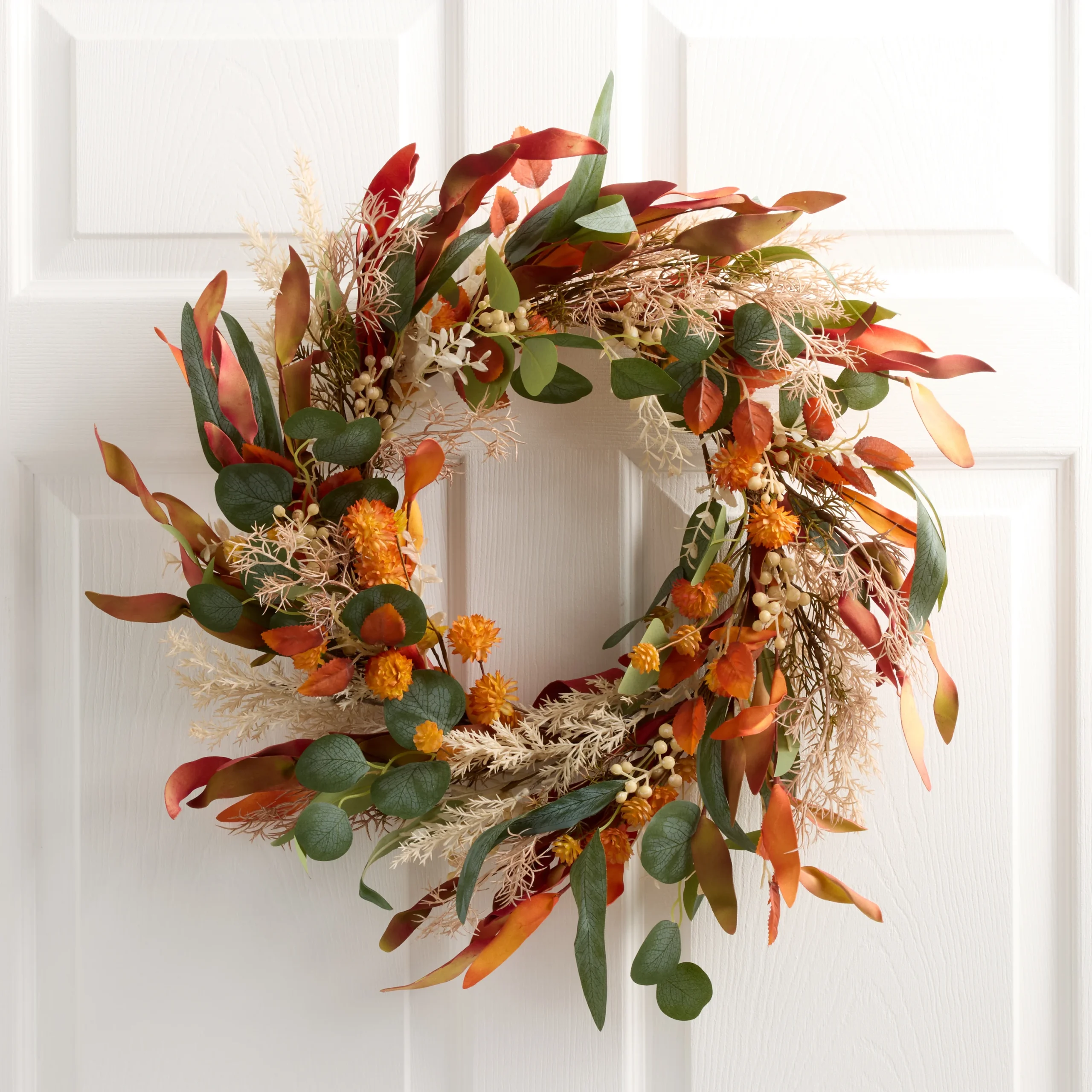 Faux Mums and Eucalyptus Wreath