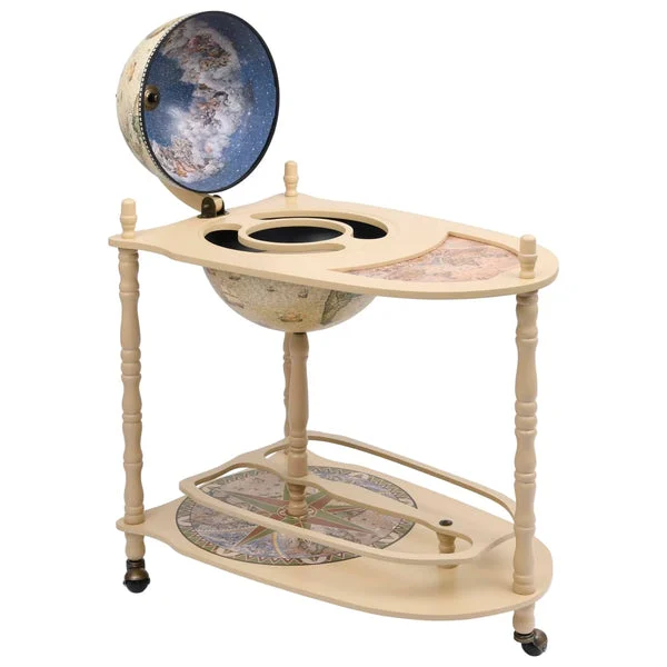Freestanding Globe Bar Wine Stand Eucalyptus Wood Green