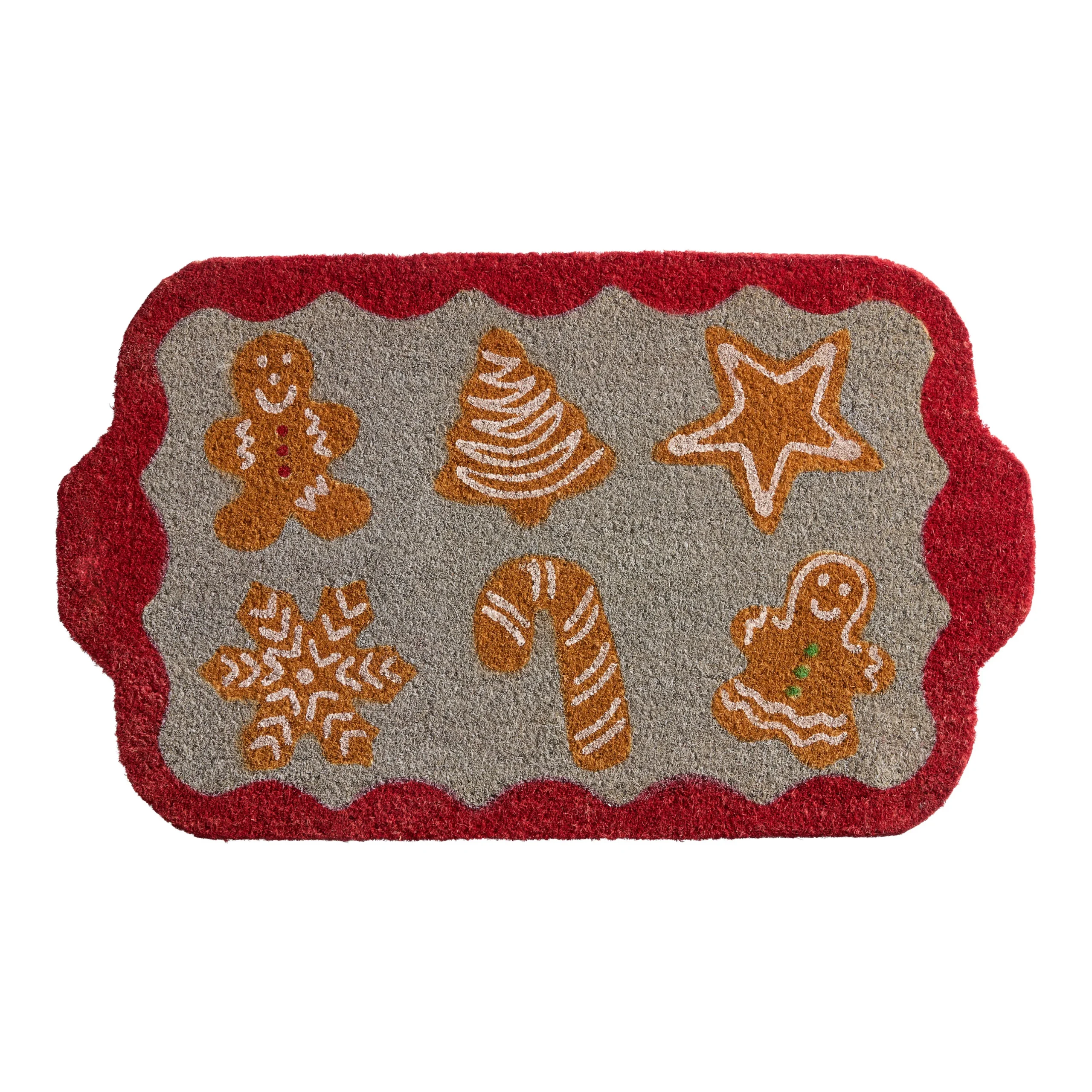Frosted Holiday Icon Cookie Tray Shaped Coir Doormat