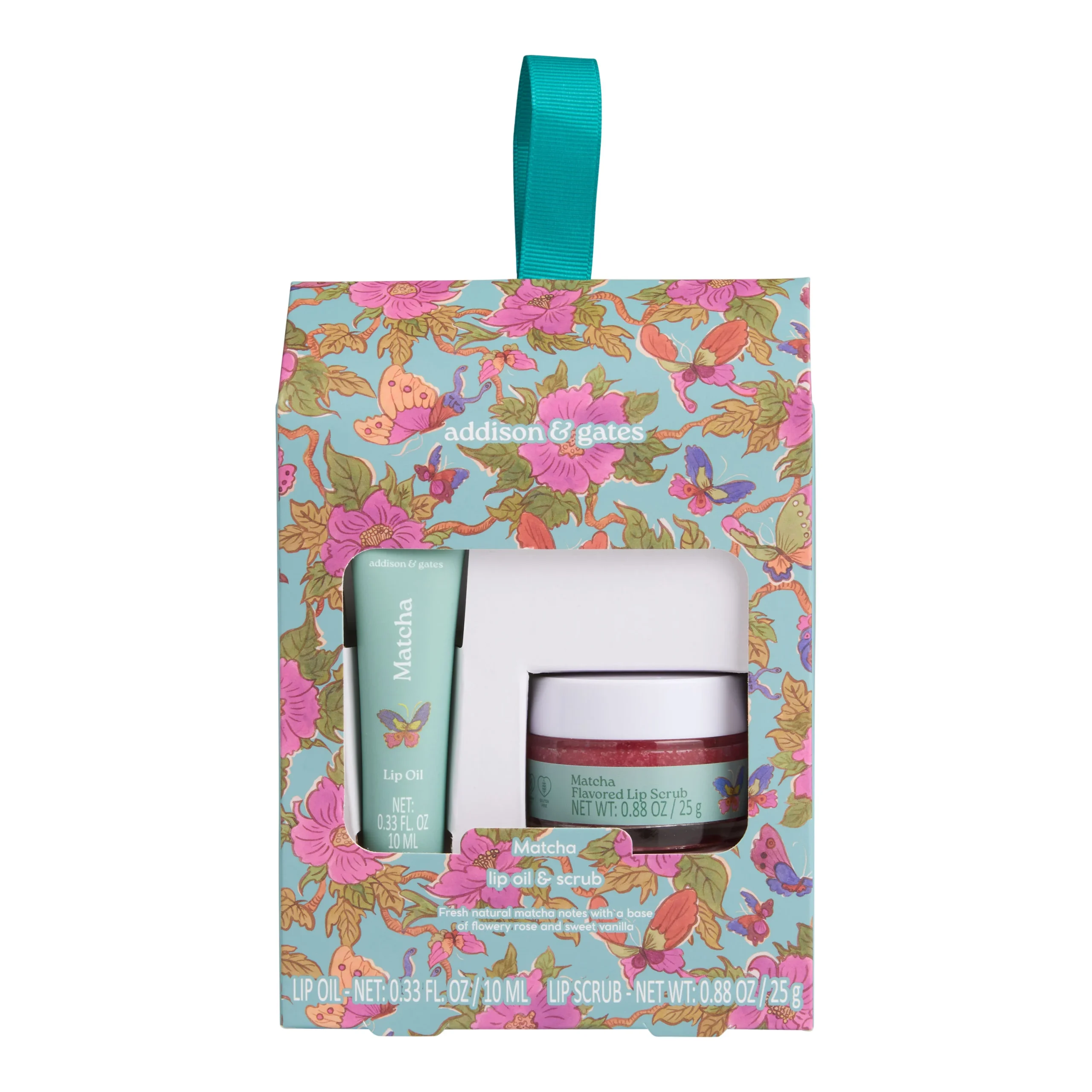 A&G Teal Chinoiserie Peach Blossom Lip Care Set 2 Piece