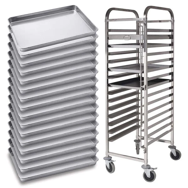 Gastronorm Trolley 16 Tier Stainless Steel With Aluminum Baking Pan Cooking Tray For Bakers