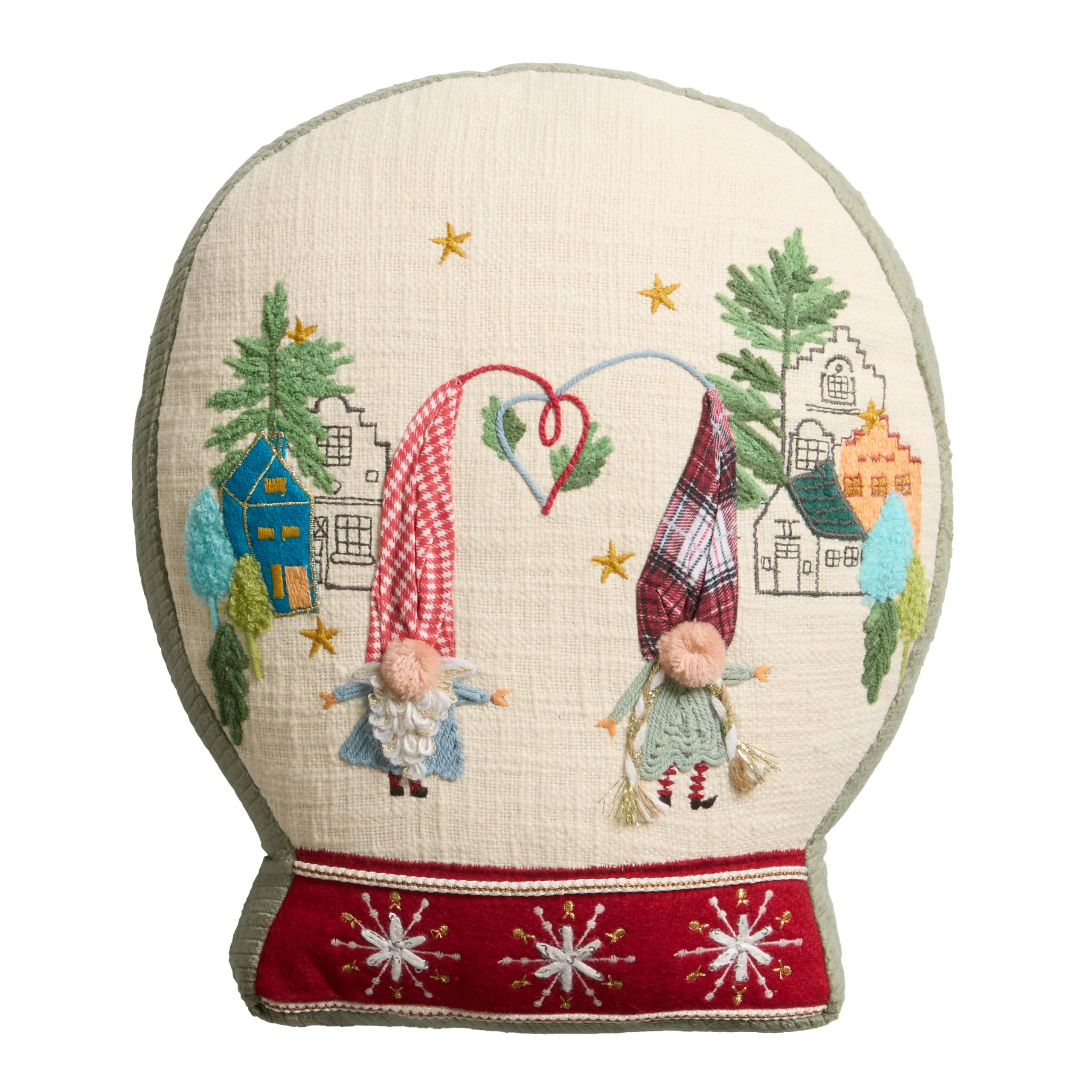 Gnome Snow Globe Shaped Throw Pillow
