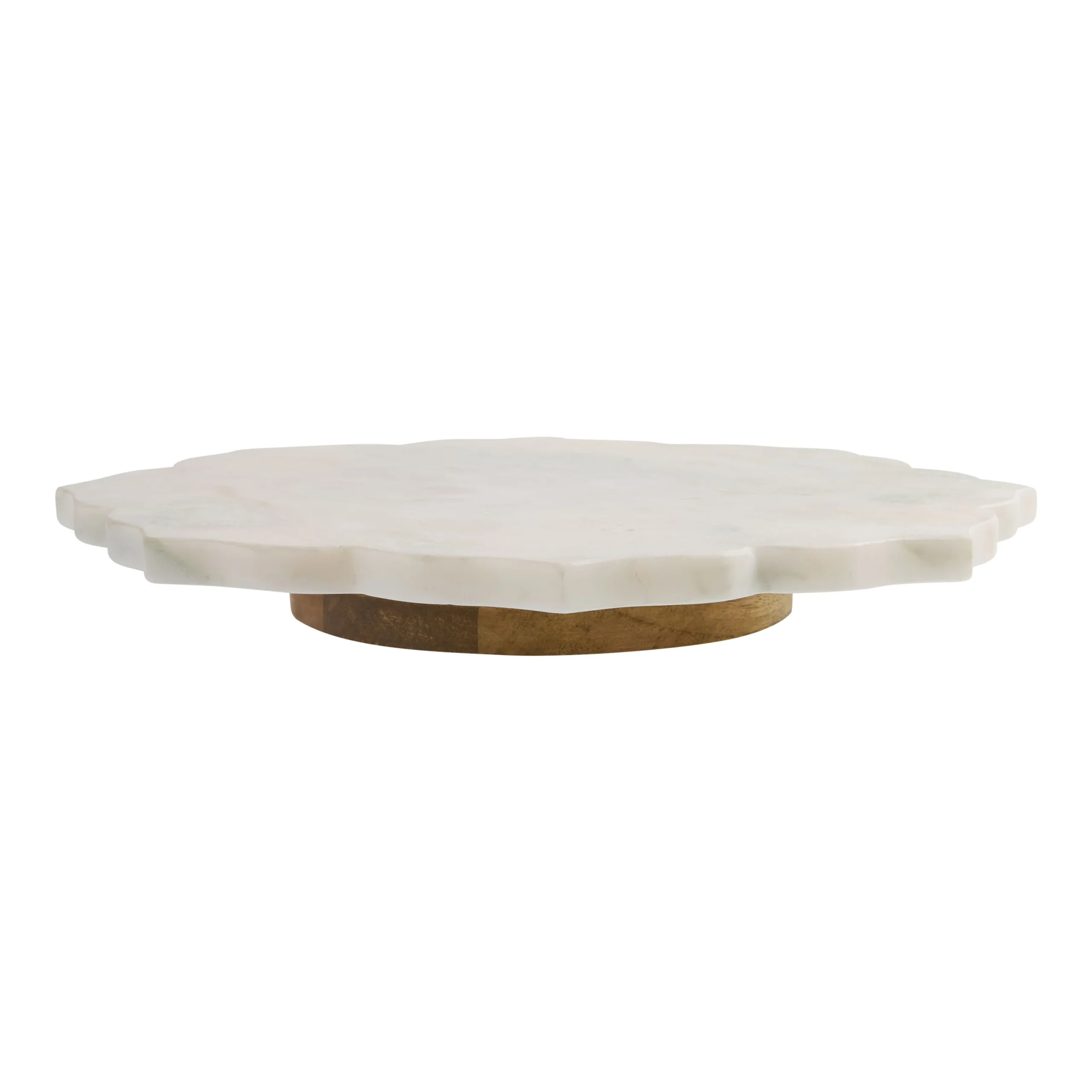 Green and White Marble Lotus Shaped Lazy Susan
