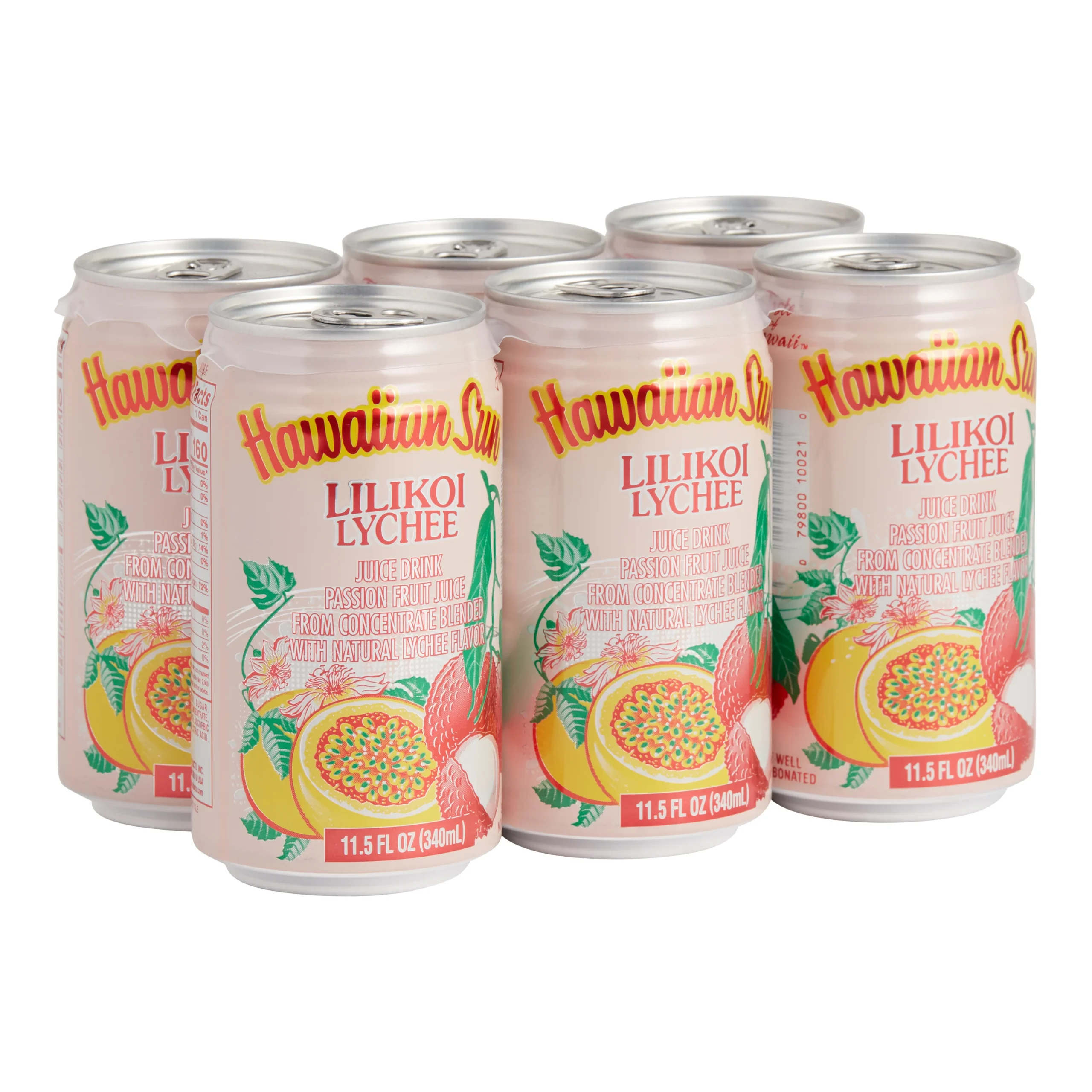 Hawaiian Sun Lilikoi Lychee Juice Drink 6 Pack