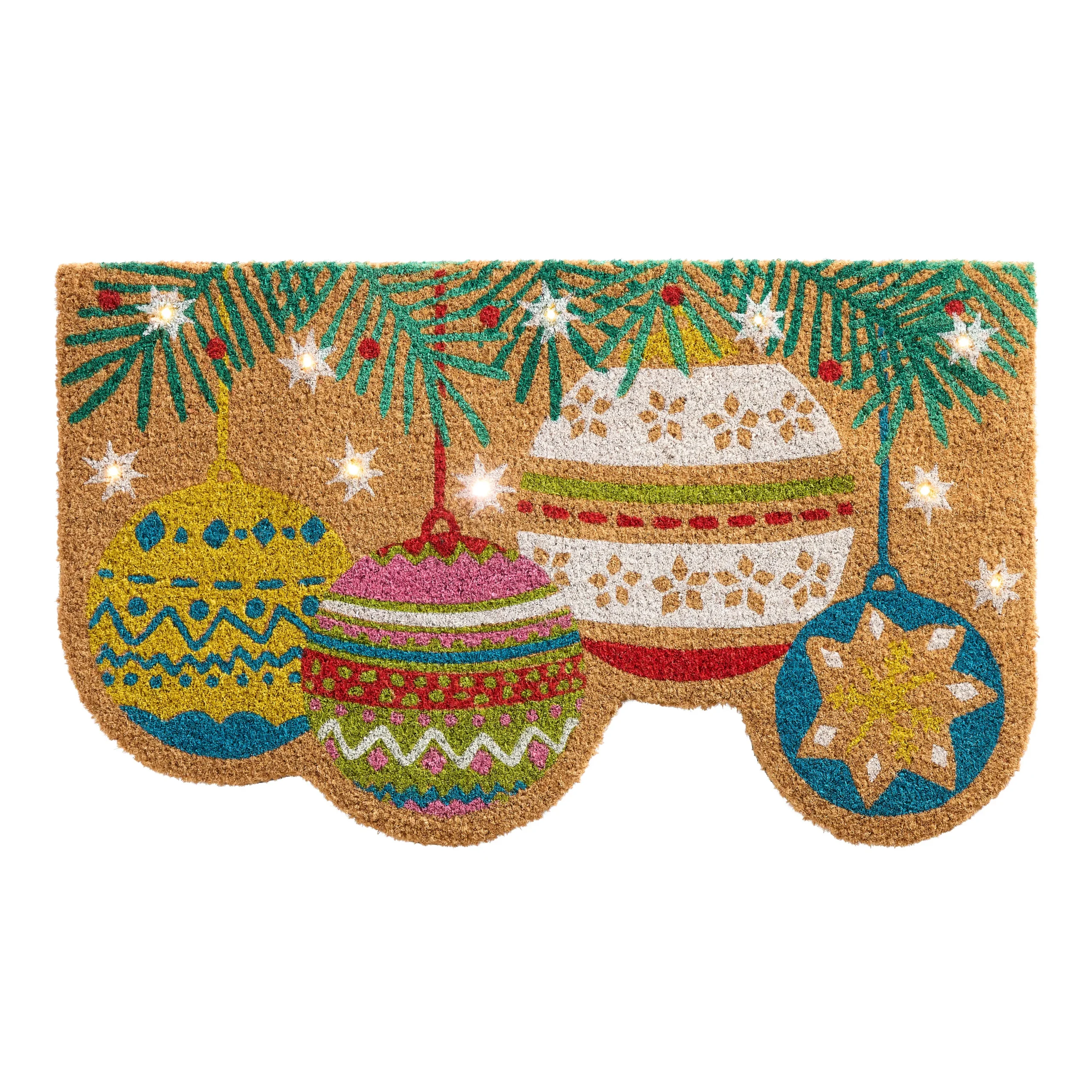 Holiday Ornaments Coir Battery Operated LED Light Up Doormat