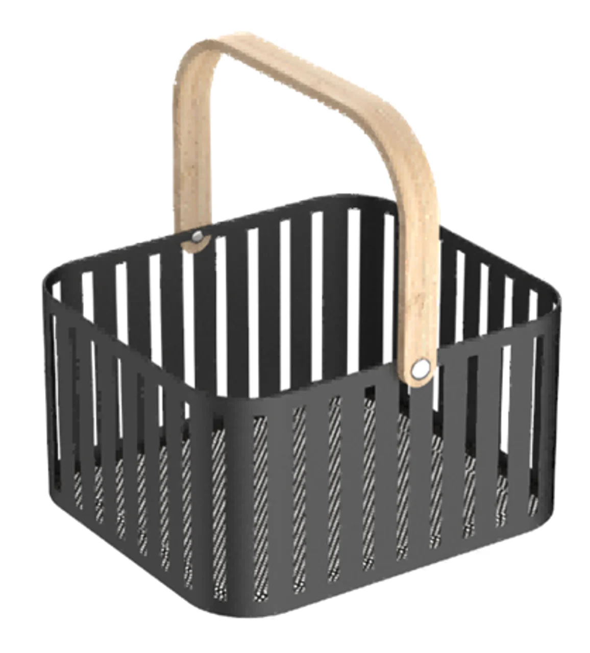 Hudson Storage Basket With Wooden Handle- 25cm x 25xm 15.4cm