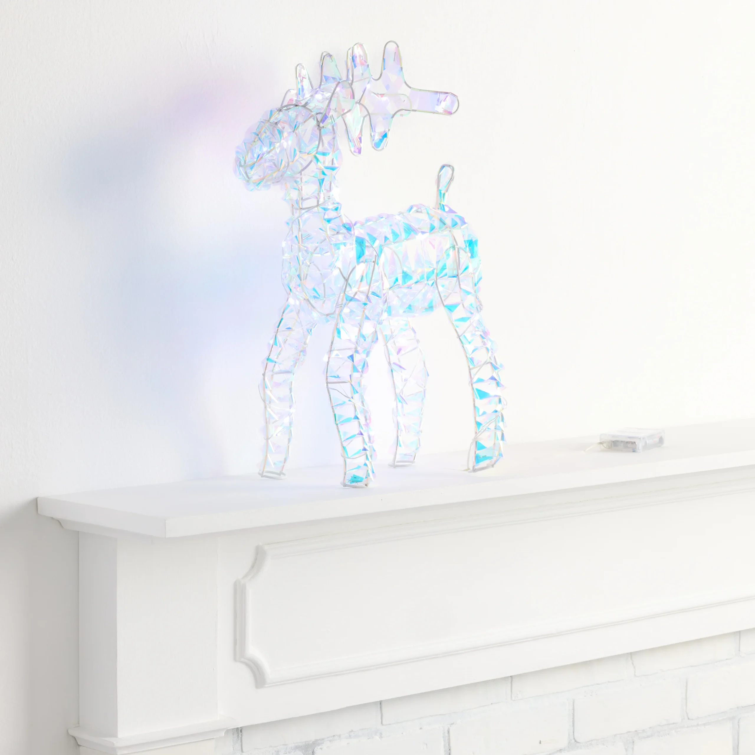 Iridescent Ribbon Reindeer LED Light Up Tabletop Decor